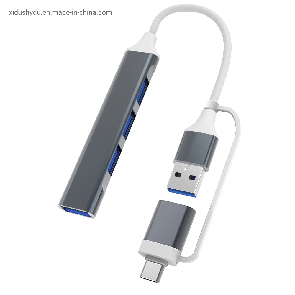 5٪ خصم Metal USB C Hub 1 إلى 4-Port Docking Station Type C USB3.0 USB2.0 * 2 USB-C Pd Gray Basix 4 Port USB 3.0 / 2.0 A / C Type Hub مع OTG Data USB Hub لـ MacBook