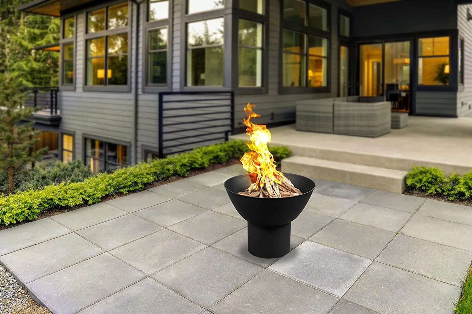 Revêtement noir Fire Pit Deep Fire bol pour le camping