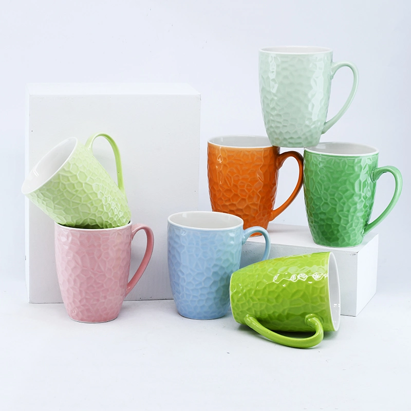 12/14/16 Oz Multicolor Glaze/formas diferentes/taza con relieve/ taza de café /taza de cerámica para regalo, o Promoción y Ventas directas de fábrica y aceptar Custom, Print Logo