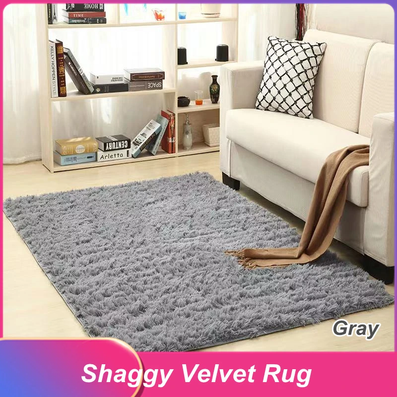 Polyester PV Plush Area Shaggy Rug Pad with Dotted or PVC Back Plush Blanket Carpet Rug