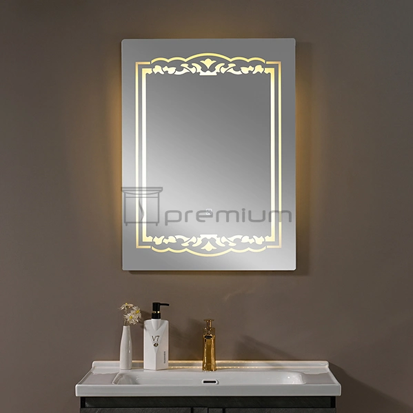 PVC-Farbe frei Wand-Typ Badezimmer-Schrank mit schwarz Künstliche Stone Top Black Keramik Becken und LED-Spiegel