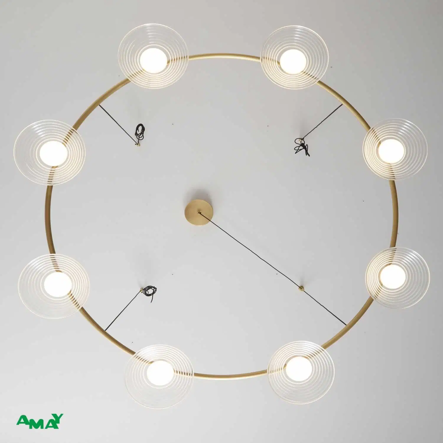 Éclairage intérieur de la lampe suspendue moderne en verre cuivré à LED en laiton Home chandelier Longmont