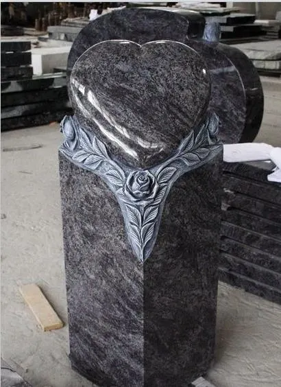 Heart Shape Bahama Blue Granite Headstone Tombstone Monument