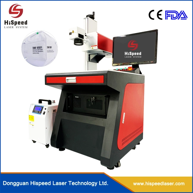 Fly Laser Marking for Medical Face Marking Desktop 3W 5W 10W UV Laser Marking Machine with Conveyor for Drink Bottles