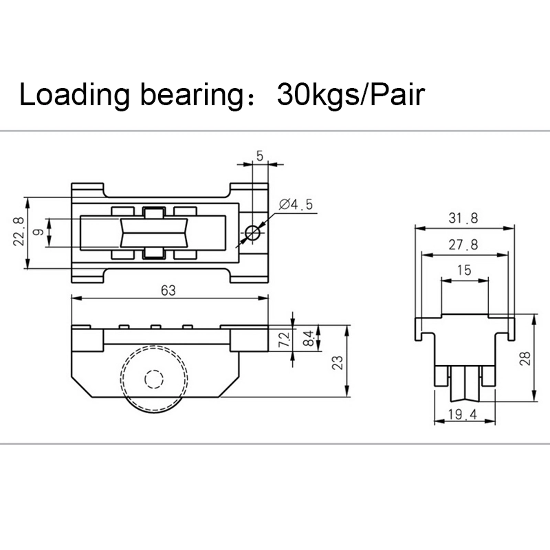 Aluminium-Gleittor-Türfenster Nylon-Rollenriemenscheibe Radlager Zubehör Für Die Serie Nut Roller