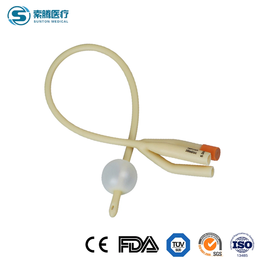 Sunton 3-Way Double Balloon Intermittent Silicone Coated Latex Foley Urinary Catheter China Disposable Sterile Foley Latex Urinary Catheter Products Suppliers