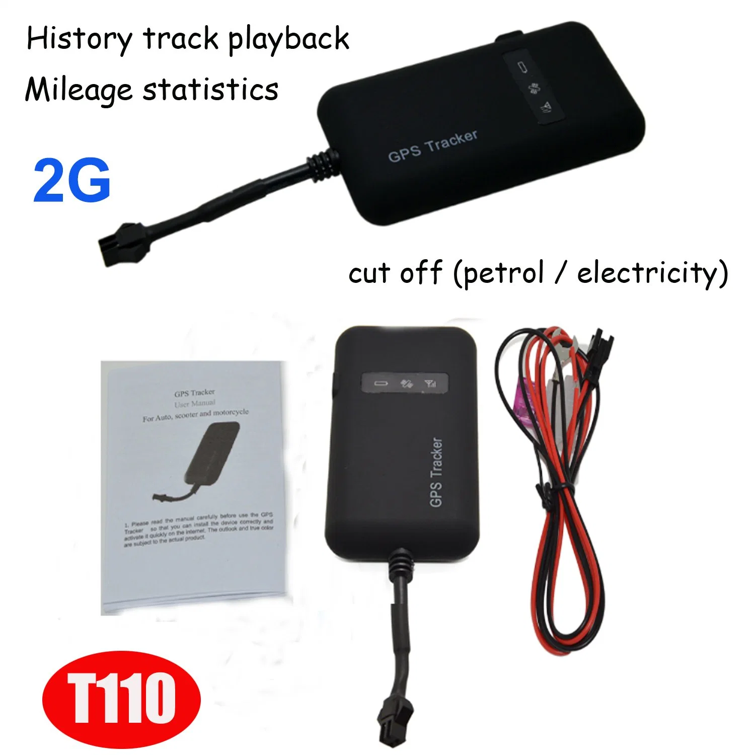Hot selling China factory 2G GSM Automotive bike Motorcycle security Mini Vehicle GPS Tracker for Car with remote Cut off engine T110