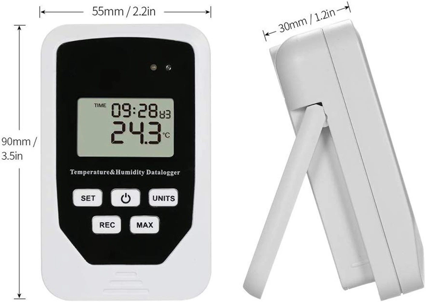 Sensor de monitor LCD temperatura Termómetro humedad con cable USB Diseño digital de sobremesa y pared para colgar al aire libre y para interiores Bl12913