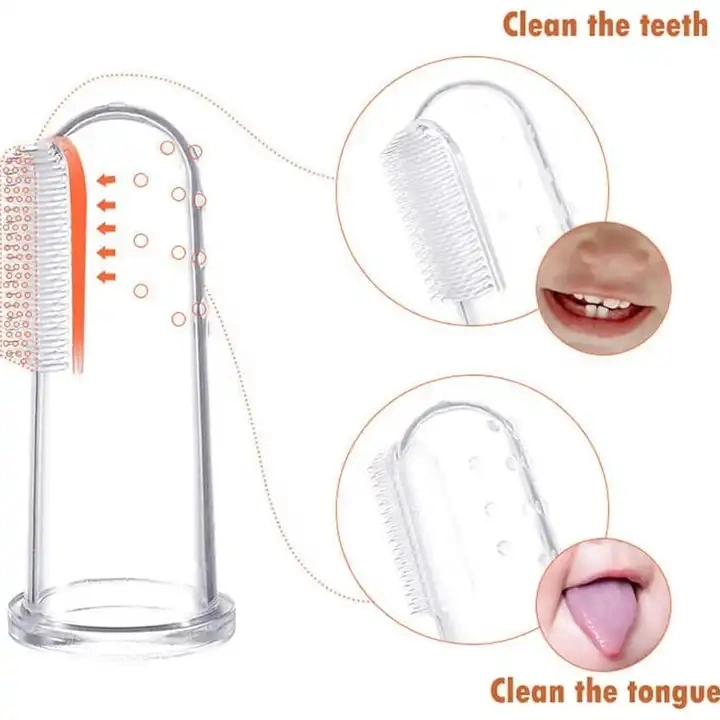 Baby Silicone Toothbrush Finger Thumb Cover Tongue Cleaning Brush Boxed