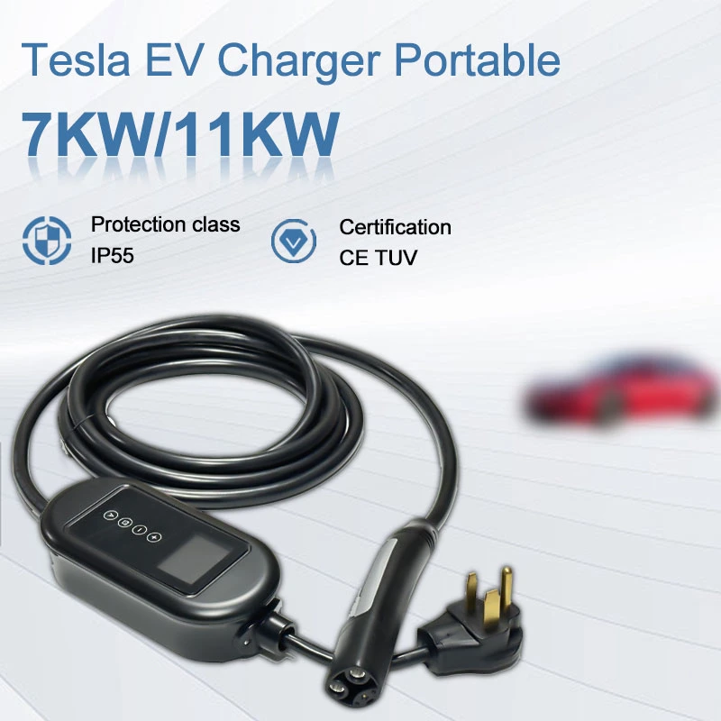 3.5kw 7kw 8.8kw Car Charger Nacs Connectors EV Charger Manufacturers FCC ETL Certificate for Tesla Portable EV Charger