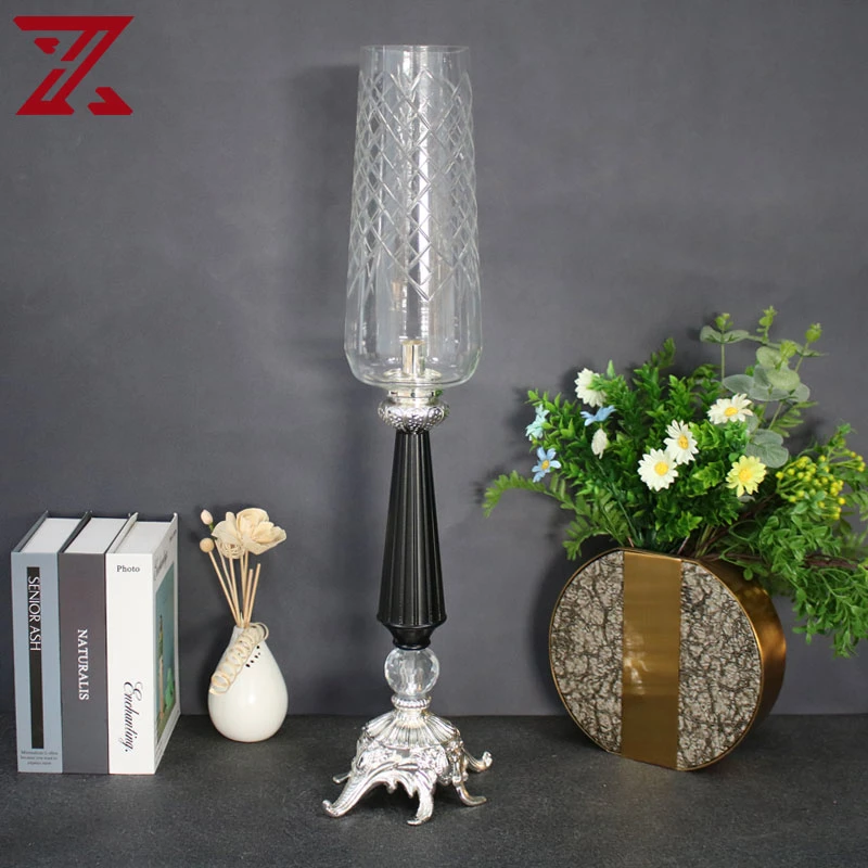 Minimalist Metal Silver Claw Shaped Base Clear Glass Vase Candle Stand for Wedding Centerpiece