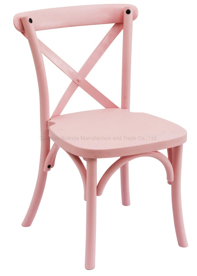 Chair Commercial Grade Pink Color Kids Cross Back Chair PP Resin Material X Back Chair for Kids Barber Chair