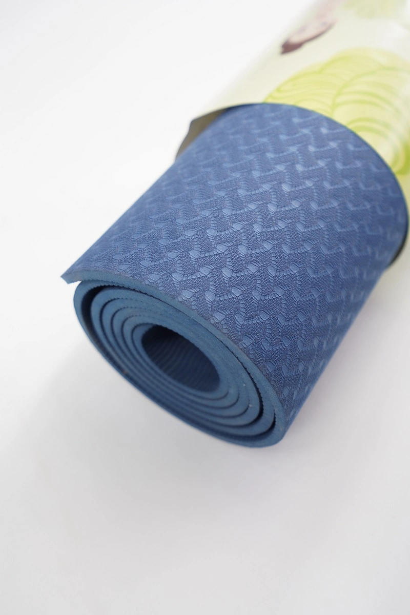 6mm Double Layers TPE Custom Print Logo Label Waterproof Anti Slip TPE Eco Yoga Mat