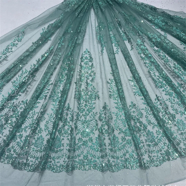 Green Sparcle Elegant Glitter Tulle Factory Produce Cheaper Price for Wedding Dresses