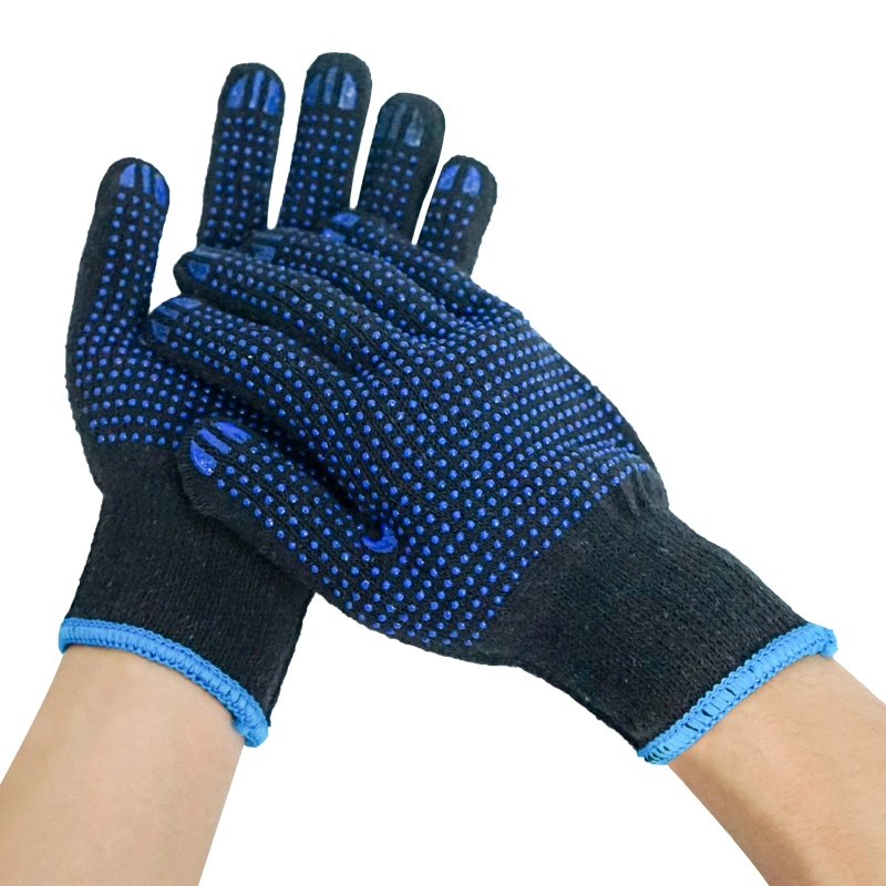 Work Double Sides Polka Dots PVC Garden Cheap Safety Working Soft Textile Cotton Gloves