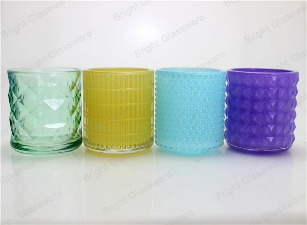 Customized Glass Votive Candle Holder with Different Color Inside