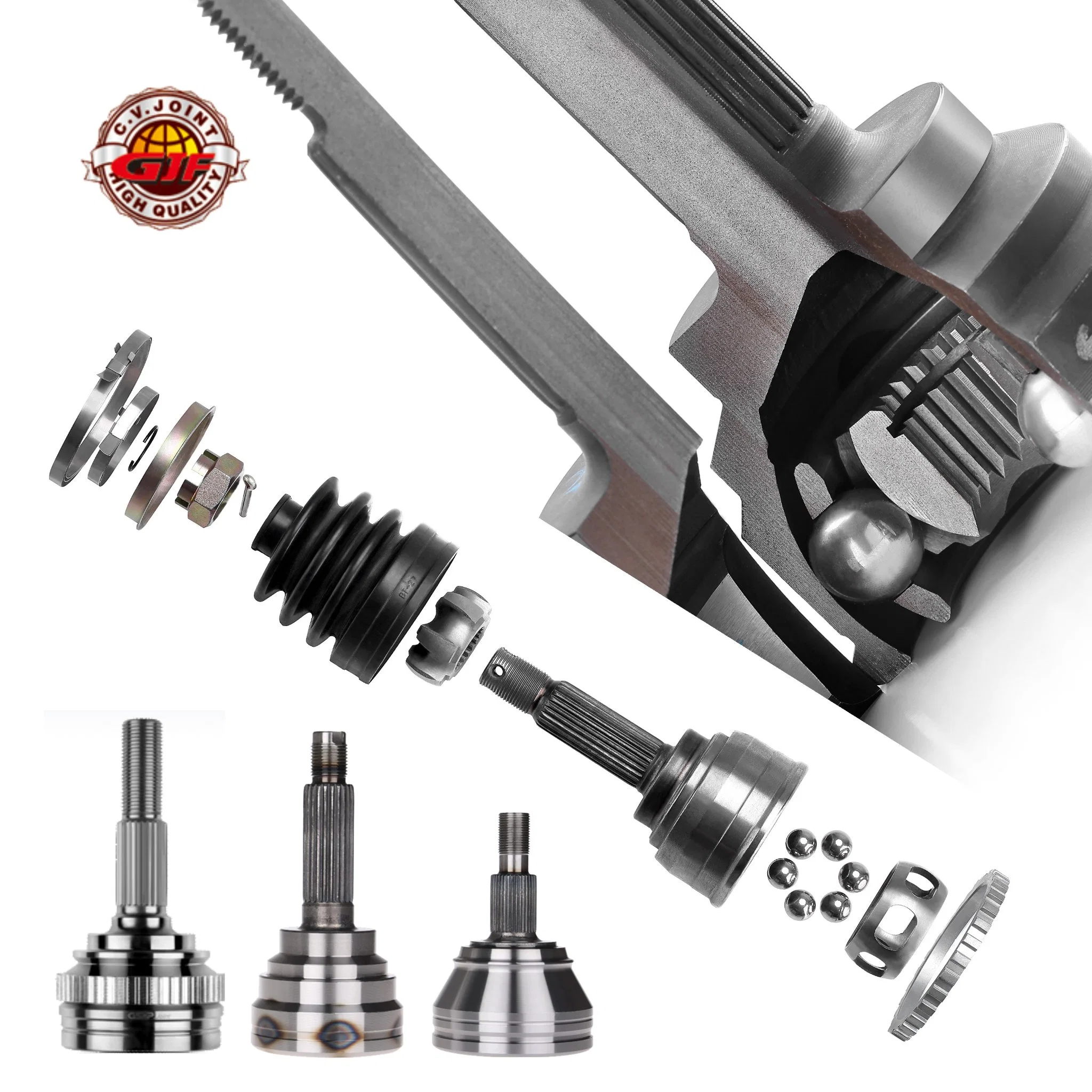 2% off Gjf Auto Spare Parts Front CV Axle Drive Shaft Inner CV Joint Outer CV Joint for Toyota Nissan Honda Hyundai Ford Volvo KIA Mazda Cover 95% of Models