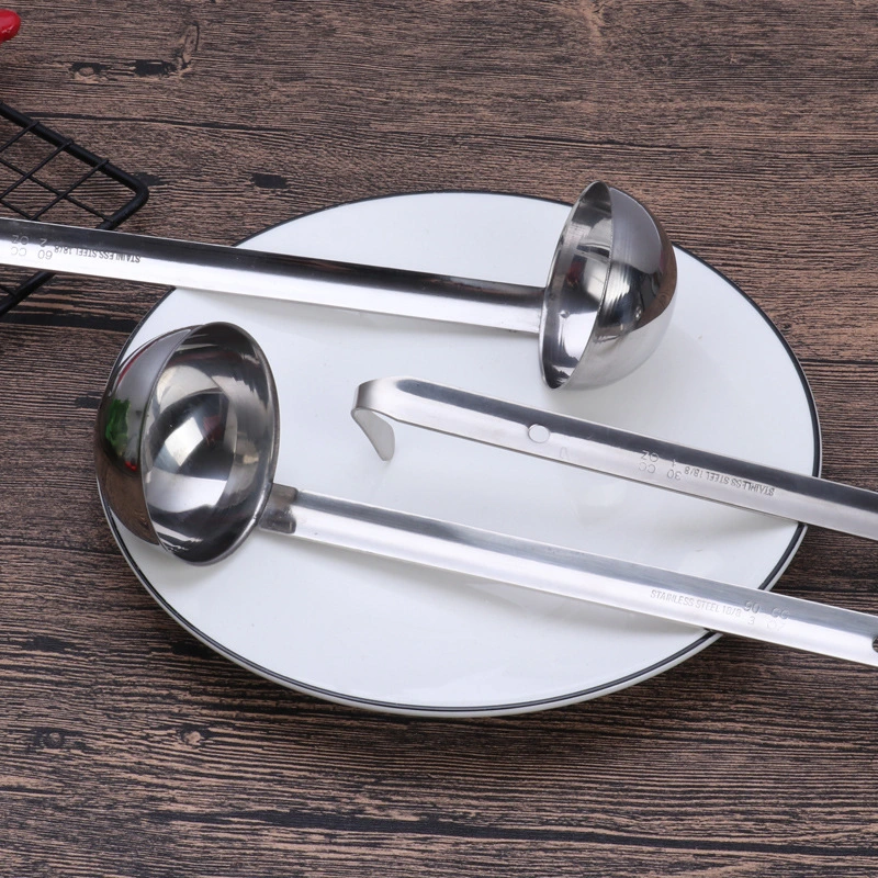 Metal Separating Oil Spoon Stainless Steel Soup Ladle Set with Holes Hooks