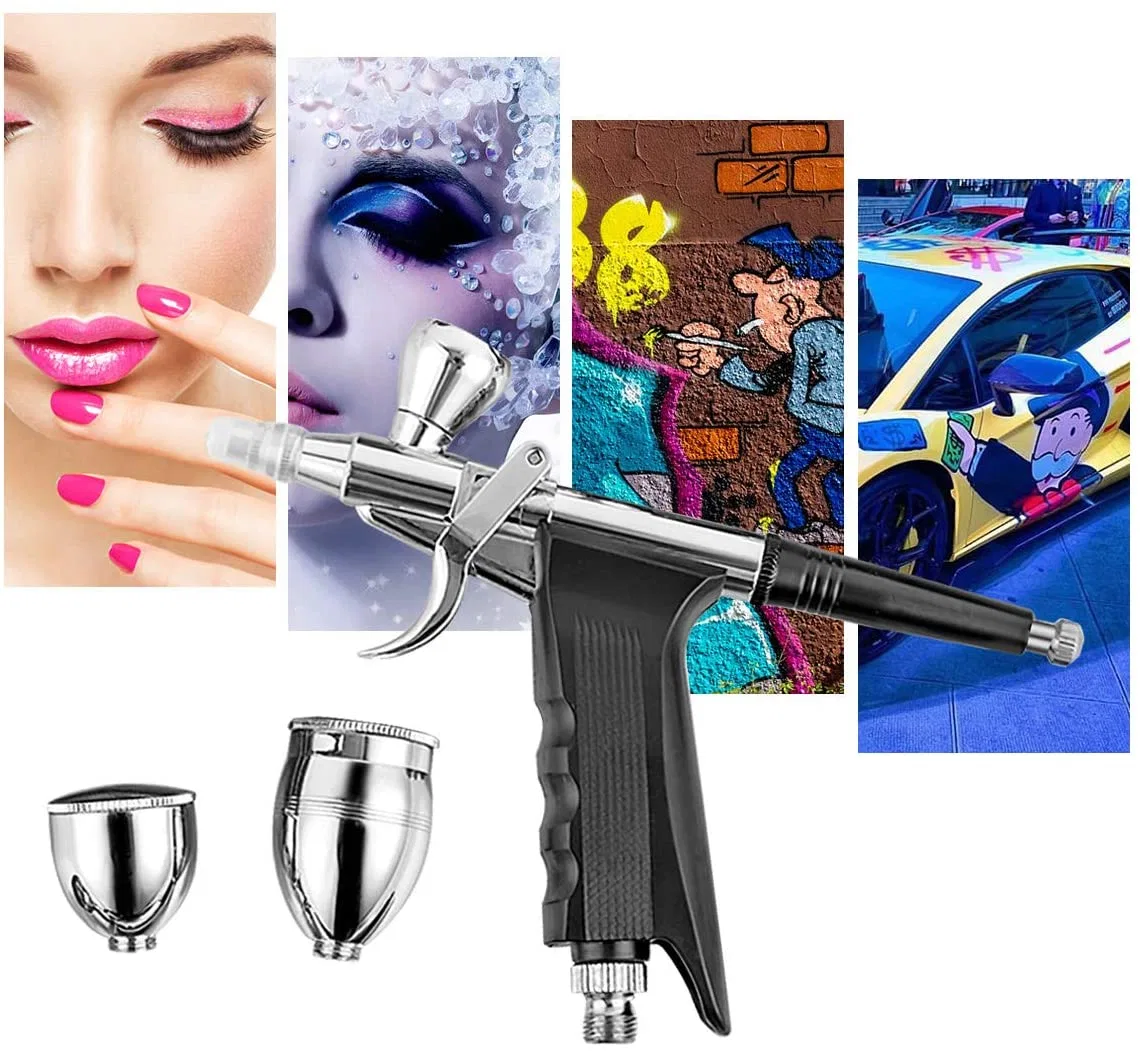 Professional Dual Action Airbrush Kit Trigger Air Paint Control Airbrush Set for Makeup Tattoo Nail Art Face Paint Cake Deraction Coloring Model