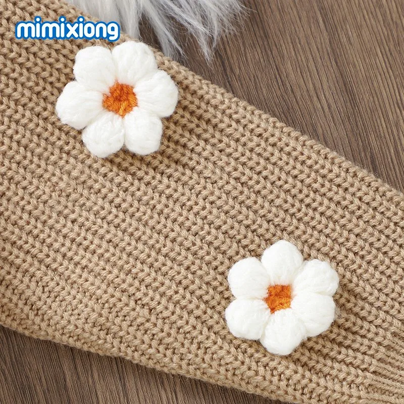 Mimixiong Vente à chaud automne hiver ample bébé pulls et gilets broderie main Chandail à fleurs