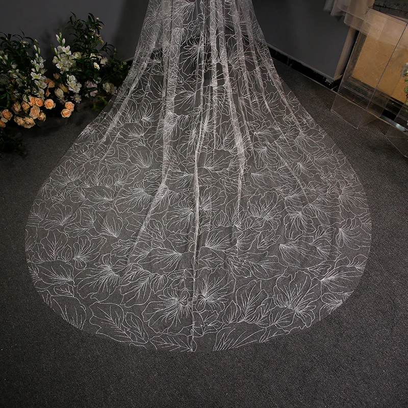 Bridal Sequins, Light and Luxurious Lace Single Veil, Long Trailing Wedding Veil Wedding Dress Wedding Accessory