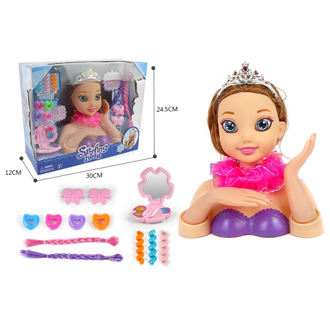 Whoesale Children Pretend Play Make up Toys Half Length Princess Doll Head Set Playing Hairdressing Fashionable Beauty Set Makeup Toy Girls Kids Gift