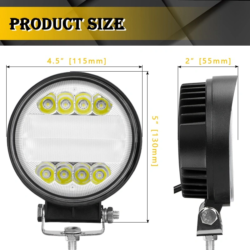 Luz LED de 4,5 pulgadas para la industria agrícola, lámpara redonda de tractor 24W