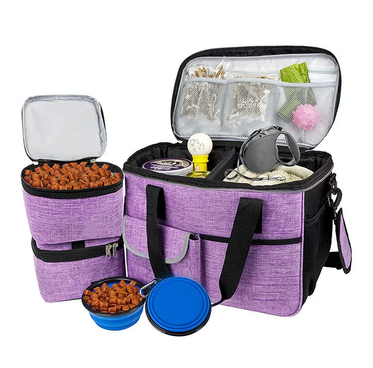 Dog Travel Bag Airline Approved Tote Organizer Travel Set Pet Bag Pack