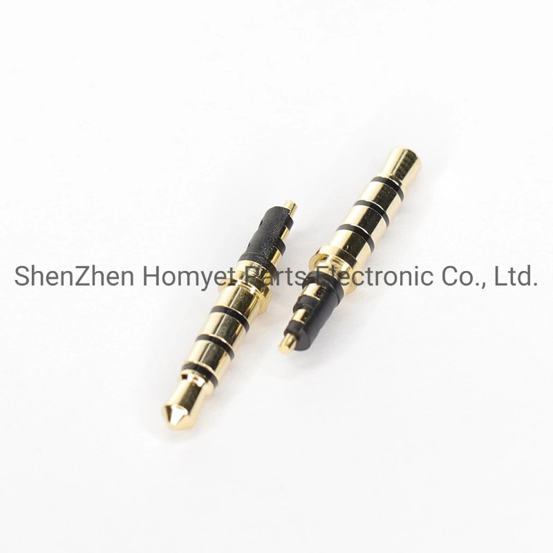 3.5 Gold Plated Welded Wire Type 4-Section Metal Earphone with Switch Good Quality Plug Wire End Male