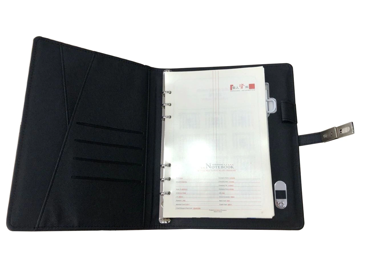 A5 Size Custom Brown PU Leather Notebook with USB Buckle for Business Supply