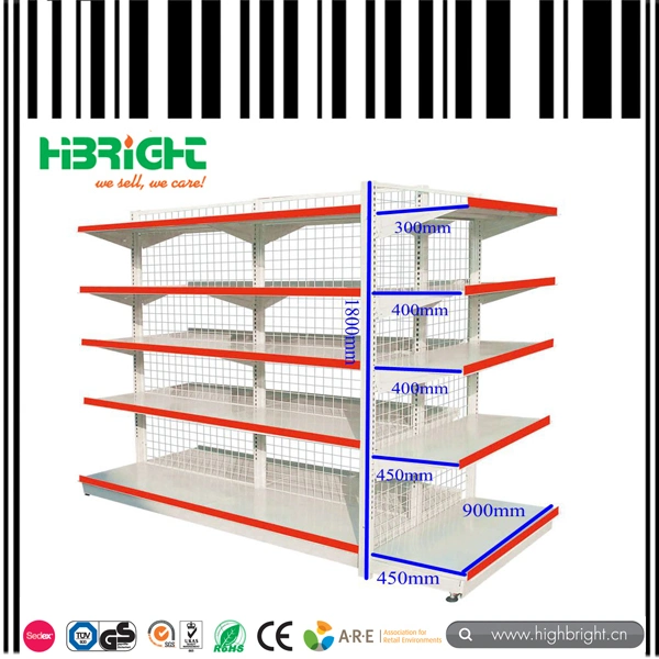 Double Side Wooden Cover Plain Back Supermarket Shelf