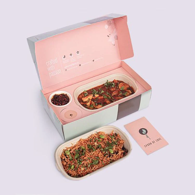 Custom Print Logo Disposable Airplane Hot Food Container Lunch Airways Meals Packaging Box in Airline Catering Paper Box Pack