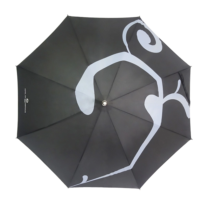 High Quality Wholesale Promotional Cheap Custom Aluminum Fashion Straight Umbrella with Full Logo Printing Over Canopy