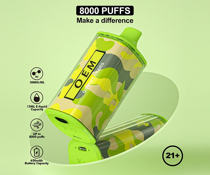 8000 Puffs Vapes Mod E CIG recargable malla bobina 15ml E Precio de la cigarrillo al por mayor lápiz desechable VAPE