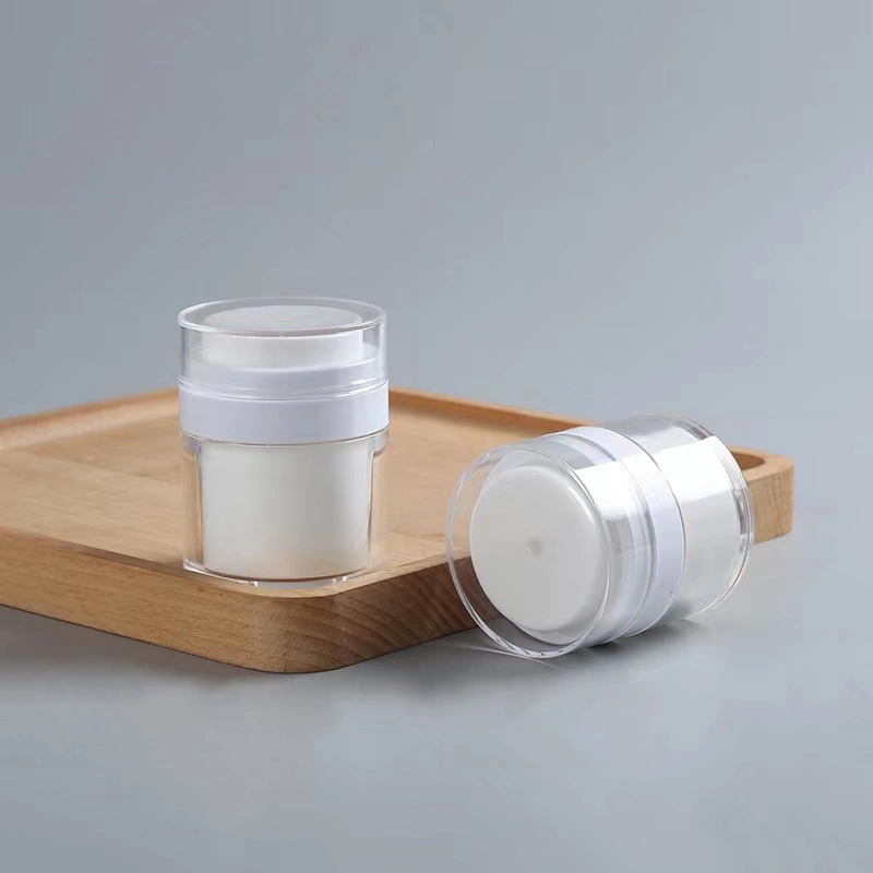 Claro recargable cosméticos Airless Jar para cremas, geles y lociones a prueba de fugas sin BPA Contenedor de viaje de tamaño portátil 30g 50g