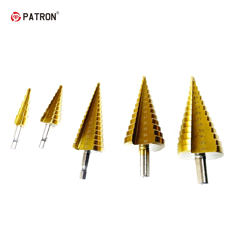 Step Cone Titanium Drill Bit Groove Step Cone Drill Bit Hole Cutter for Metal Sheet Hole Drilling