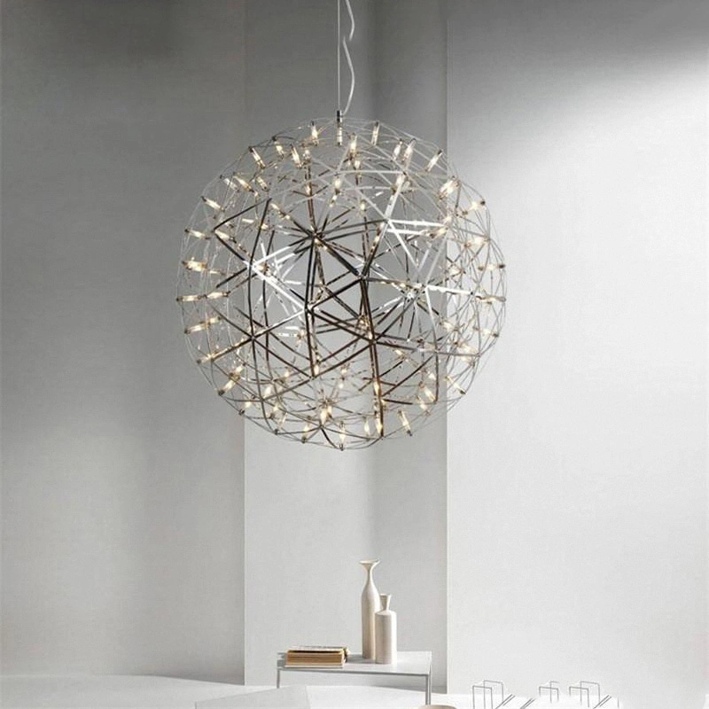 Modern Stainless Steel Ball Firework Restaurant Villa Hotel Project LED Chandelier Pendant Lighting