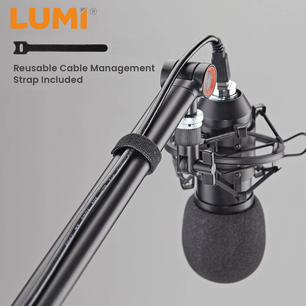 Comercio al por mayor de la fábrica de iluminación RGB OEM ODM Soporte de Micro ajustable Delgado brazo tijera Studio Escritorio Brazo de Micrófono Mic Podcasting soporte para streaming en directo