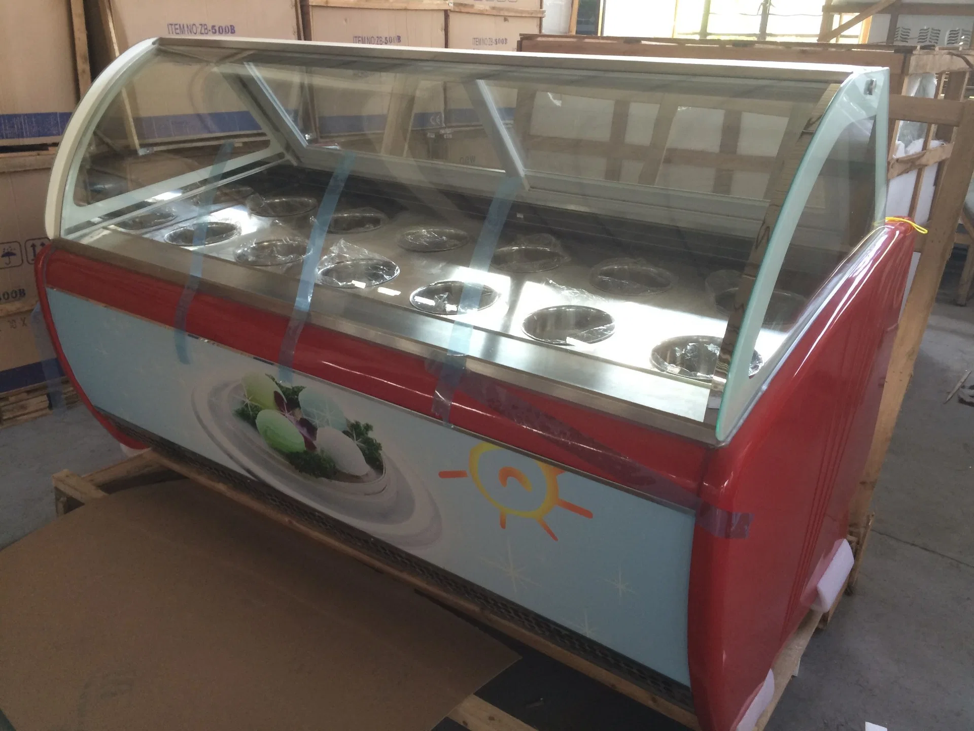 Round Drum Display Ice Cream Freezer for Coffee Shop