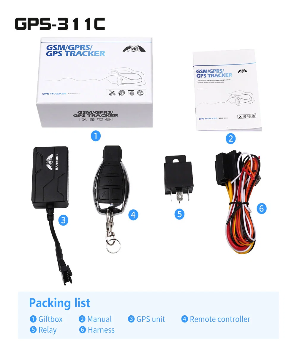 Mini-Autopeças para rastreamento de aluguer de automóvel Rastreador GPS Coban Factory Tk311c Alarme de carro de segurança inteligente