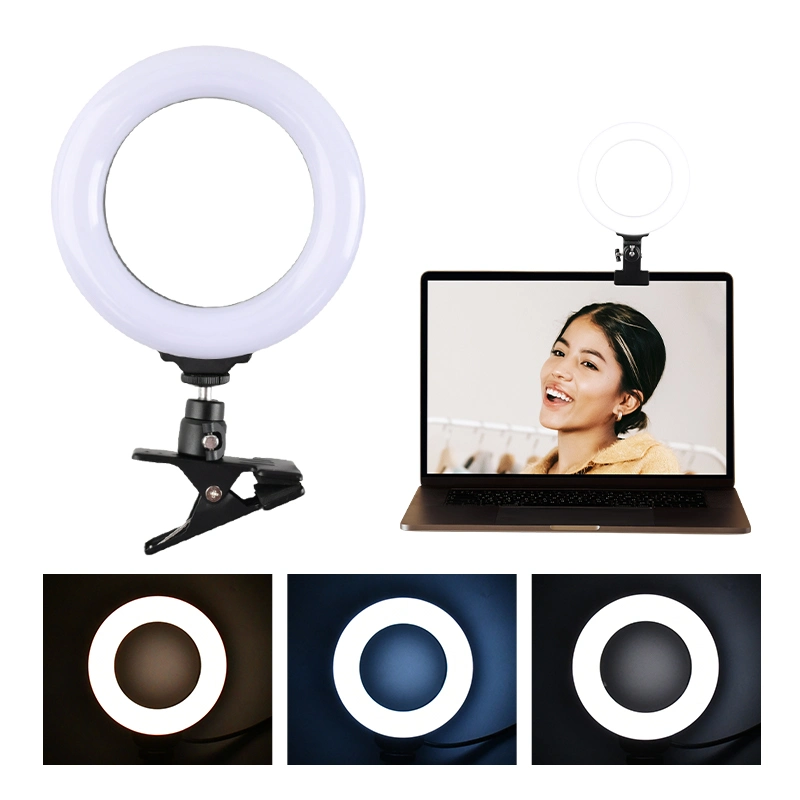 Brightenlux Nuevo vídeo de 6 pulgadas LED recargable Anillo de luz 3 modos 2 en 1 cable USB Clip Selfie grueso Anillo de luz LED lámpara de 80pcs anillo