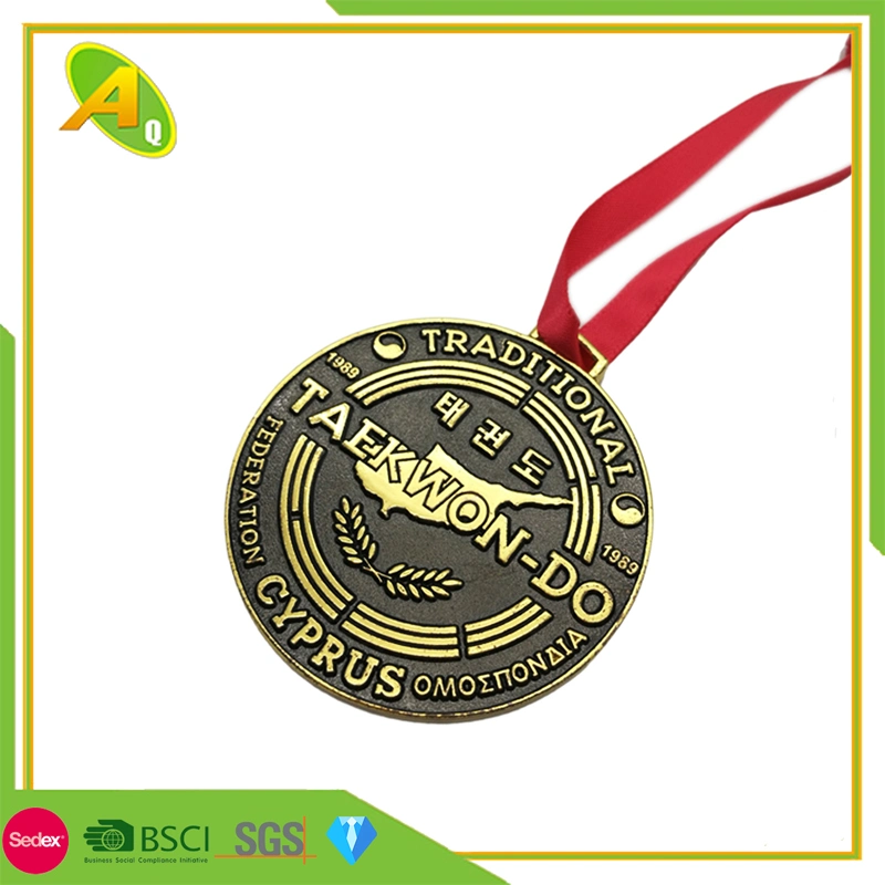 Nickel Plating Bronze Rugby Sport Medallion (262)