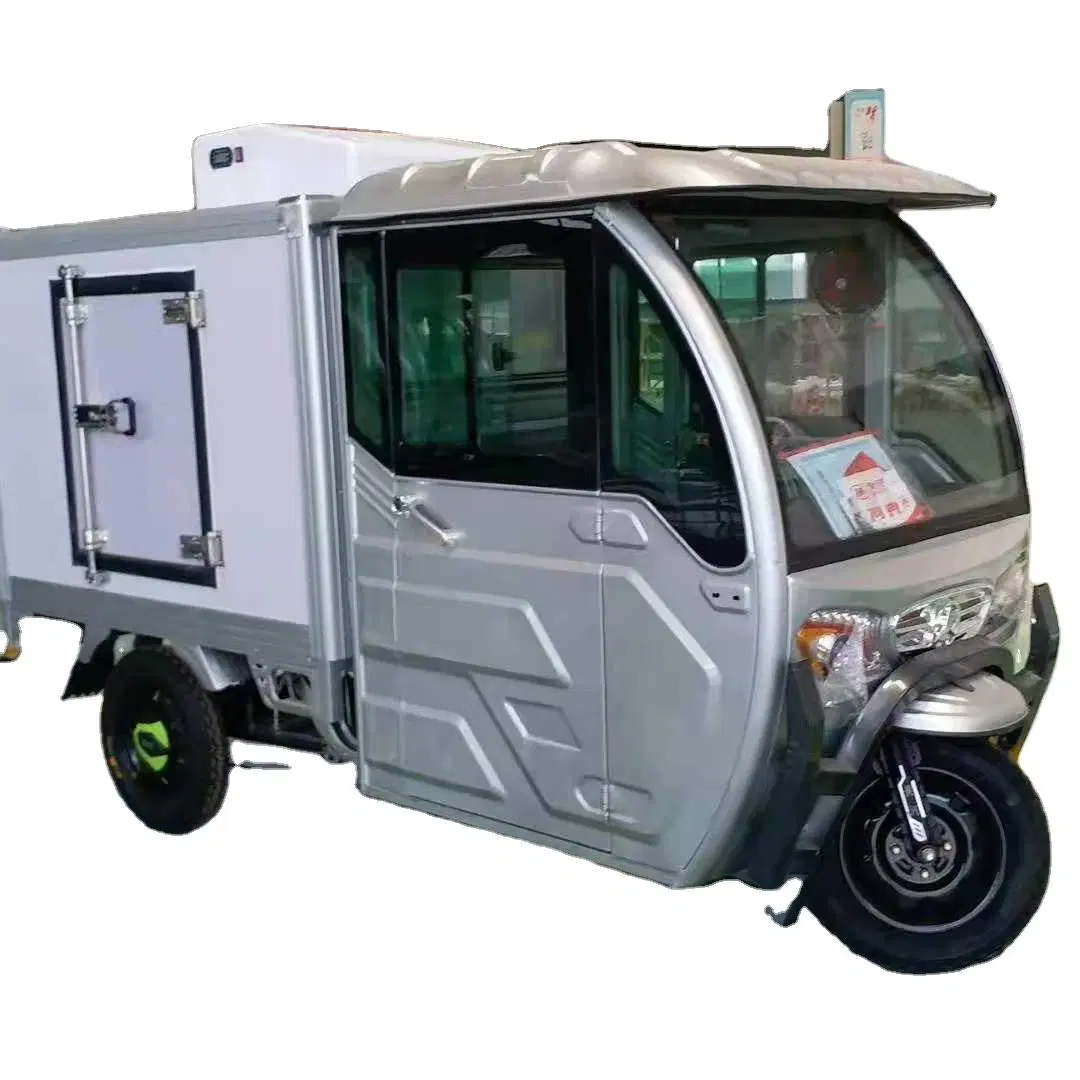Triciclo refrigerado de 3 ruedas de carga de camiones volquete triciclo eléctrico con cuadro refrigerados