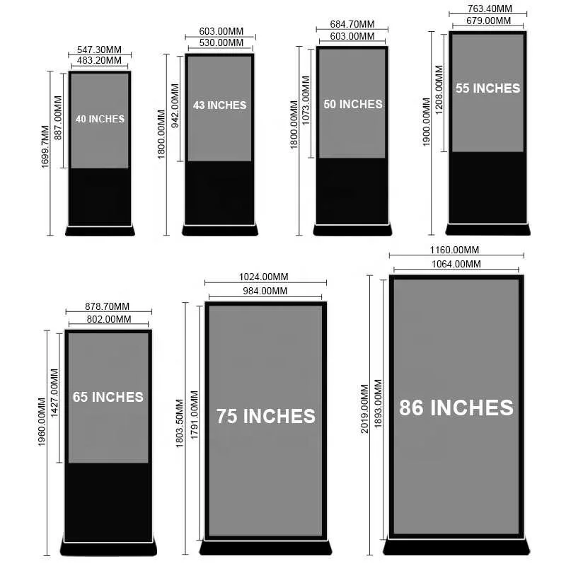 75 Zoll Indoor Touchscreen LCD Außenwerbung Totem Kiosk Digital Signage und Displays