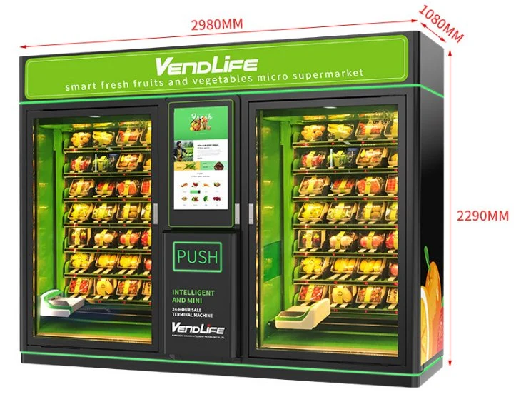 Brand New Healthy Food Hob Frisches Obst Salat Aufzug Vending Maschine Lebensmittelmaschinen Mini Pizza Verkaufsmaschine 27 Zoll Touch Snackautomat Für Verkaufsautomaten