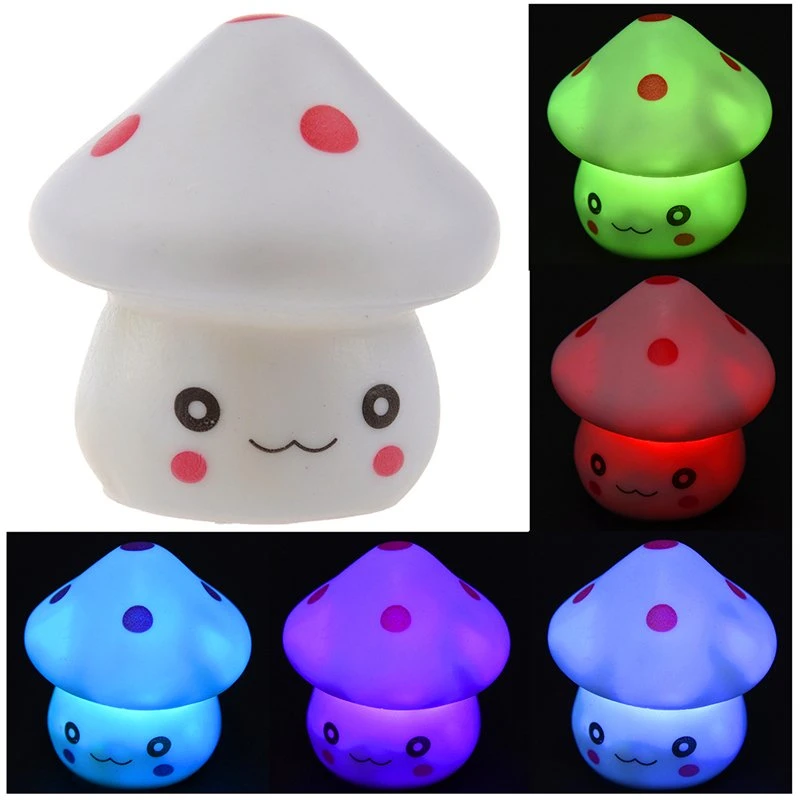 Colorful Mushroom LED Night Light Press Down Touch Room Desk Bedside Lamp for Baby Kids Christmas Gifts Interior Design