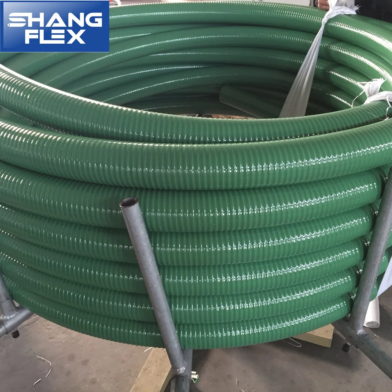 Green Reinforced Spiral PVC Suction Hose for High Vacuum Service and Septic Tank Service