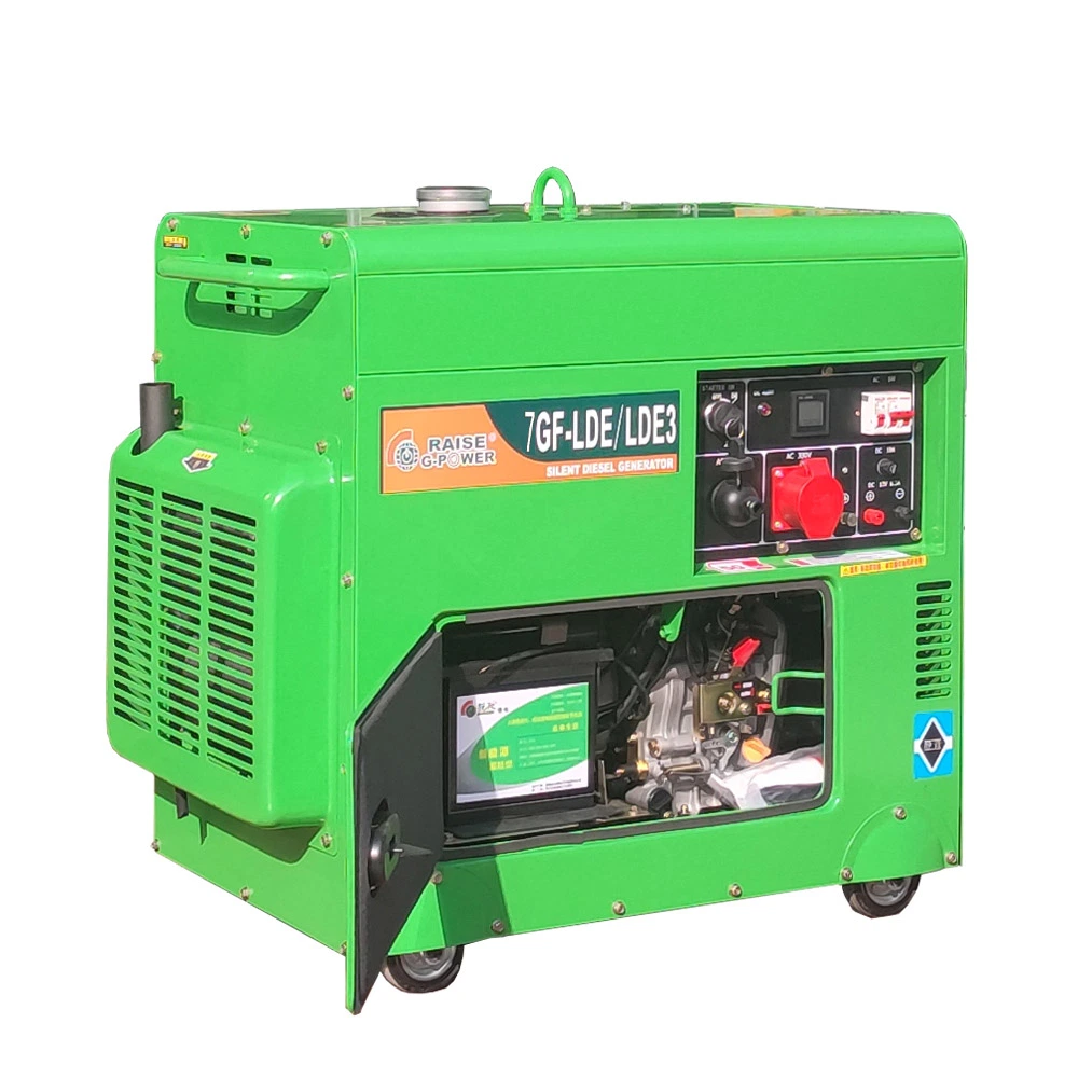 Factory Supply 5.5kw/5.5kVA/6kw/6kVA Raise G-Power Single Phase Electric Start Silent Type Portable Diesel Generator