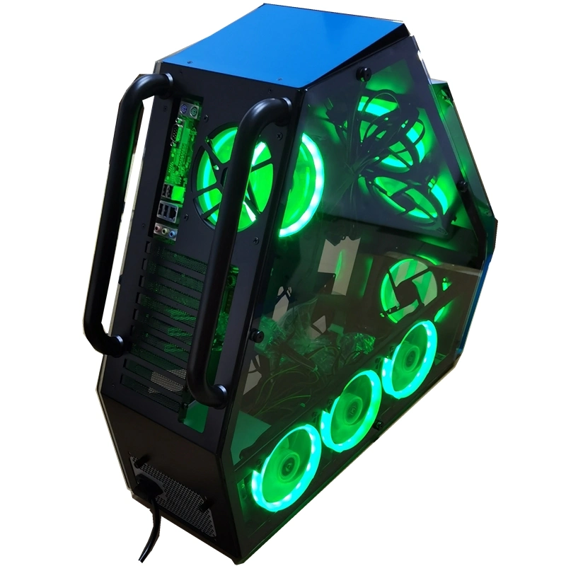 Caixa para jogos em computador tipo torre completa caixa para PC com ventoinhas RGB, armário de modelos popular, vidro temperado, suporte para arrefecimento por água (opcional)