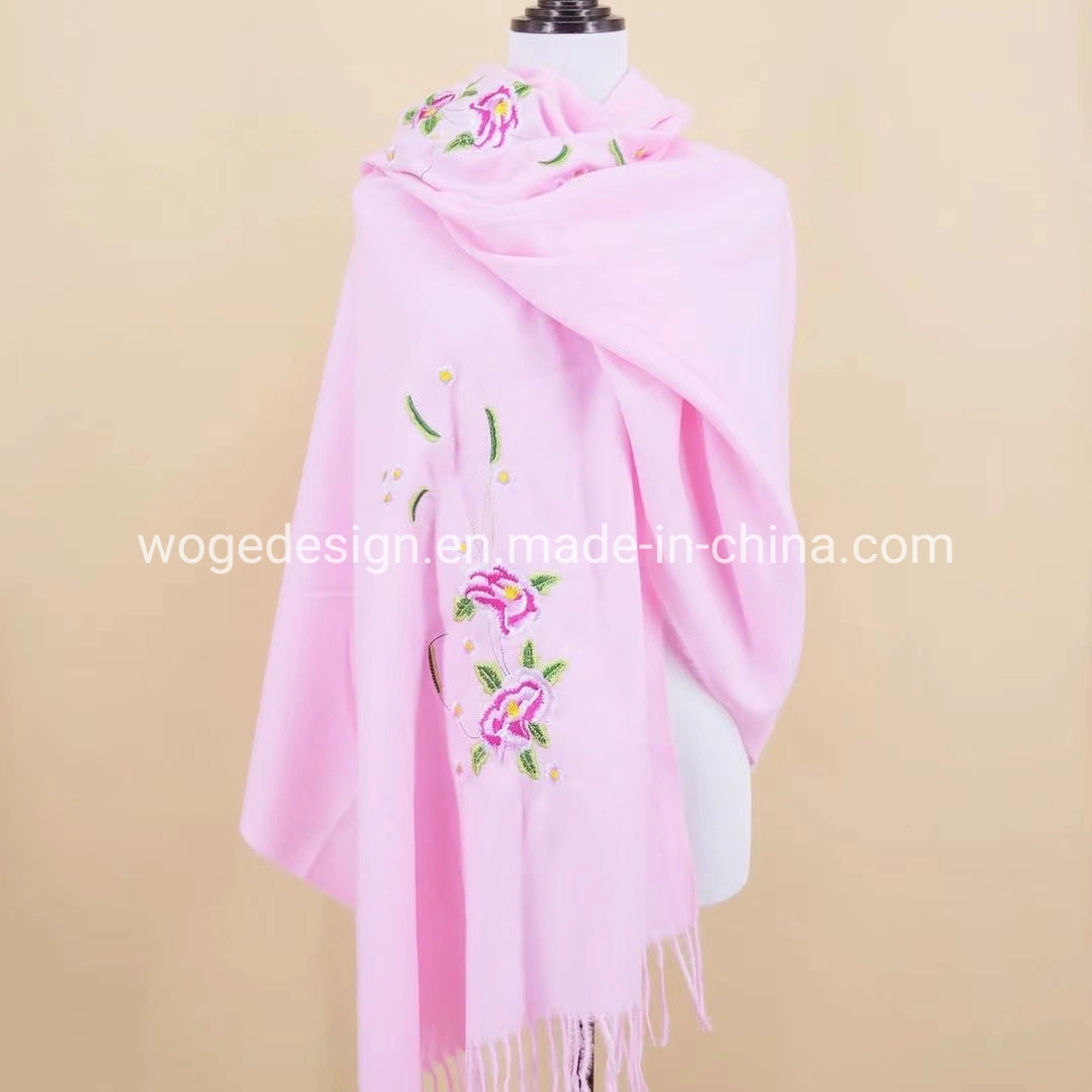 The Latest Pakistan Lady Clothing Embroidery Floral Winter Scarf Cashmere